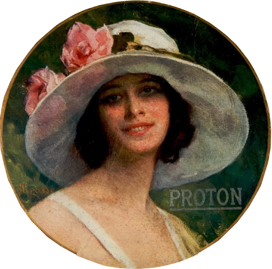 Ritratto a mezzo busto di donna con cappello decorato da fiori e nastro - Museo Nazionale Collezione Salce, Treviso